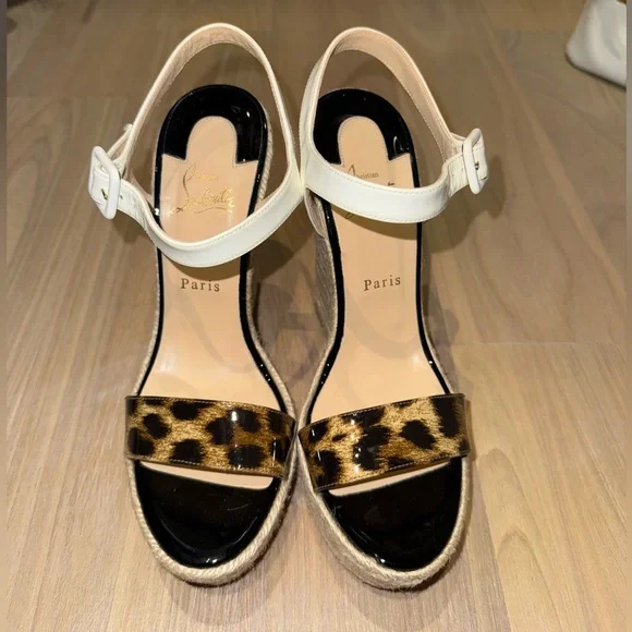Christian Louboutin White and Leopard Espadrilles - Picture 1 of 4